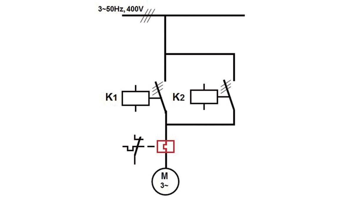 <p><strong>Figura 1. Esquema inversor individual con protecci&oacute;n del motor medianteun rel&eacute; de sobrecargas.</strong></p>
